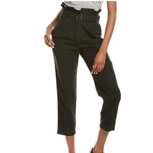 DL1961 Darcie Black Paper Bag Linen-Blend Straight Jean Black Medium